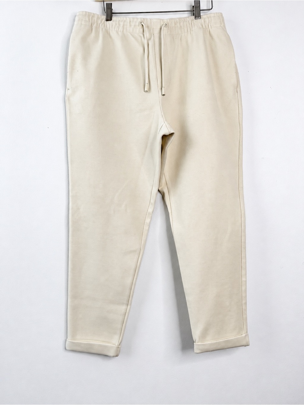 ZARA Cream JOGGER WAIST XL PANTS Elastic drawstring Casual Quiet Luxury Coastal